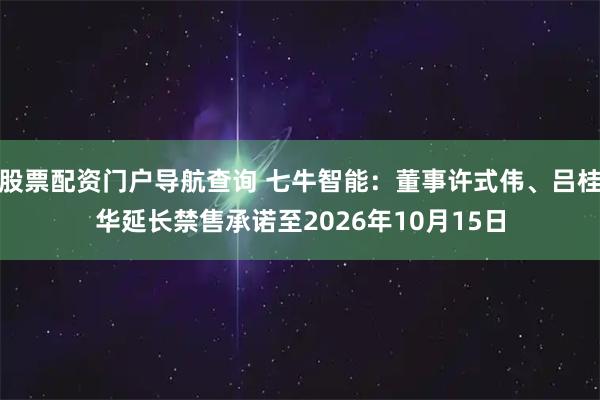 股票配资门户导航查询 七牛智能：董事许式伟、吕桂华延长禁售承诺至2026年10月15日